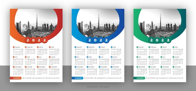 Colorful business wall calendar design template