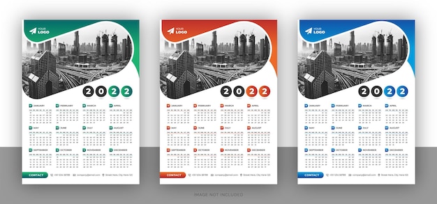 カラフルなビジネスウォールカレンダーデザインテンプレート
