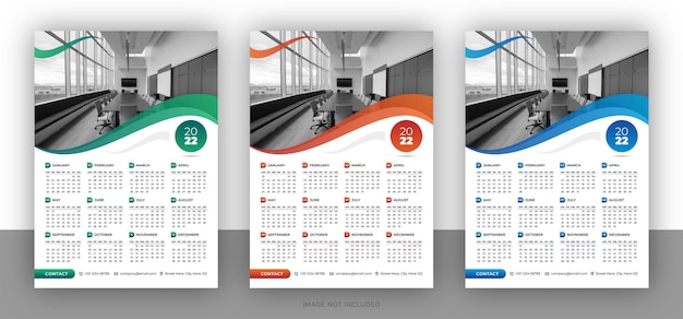 Шаблон оформления красочный бизнес настенный календарь