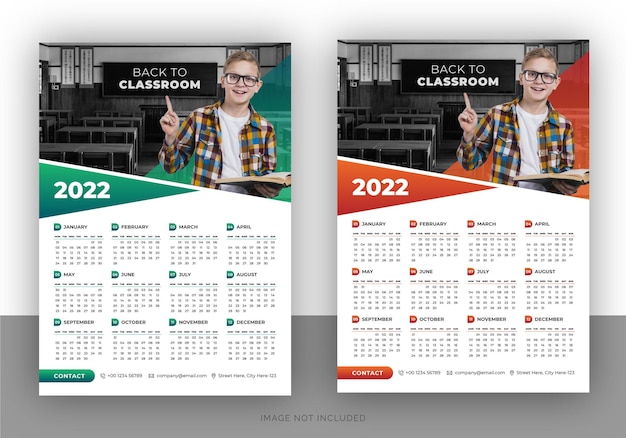 Colorful business wall calendar design template