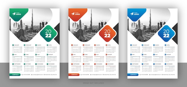 Colorful business wall calendar design template