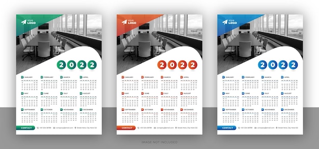 Colorful business wall calendar design template