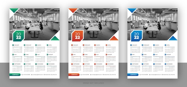 Colorful business wall calendar design template