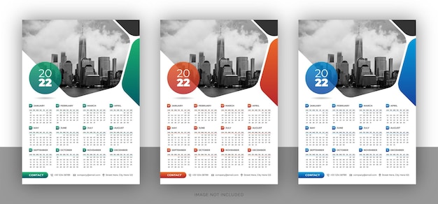 Colorful business wall calendar design template