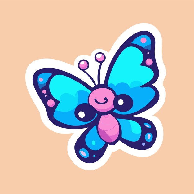 Vector colorful butterfly flower frame hand drawn flat stylish cartoon sticker icon concept isolated