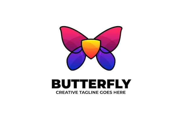 カラフルな蝶のグラデーションモノラインロゴ