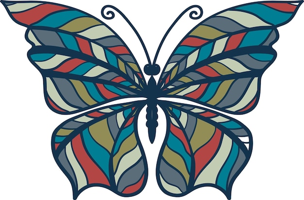Colorful butterfly hand drawn illustration Decorative abstract element for design