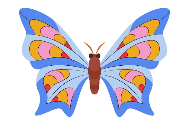 Vector colorful butterfly icon logo isolated beautiful butterfly illustration