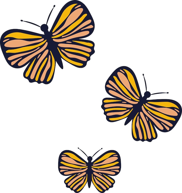 カラフルな蝶昆虫自然装飾お祝い春シーズン イラスト グラフィック要素アート