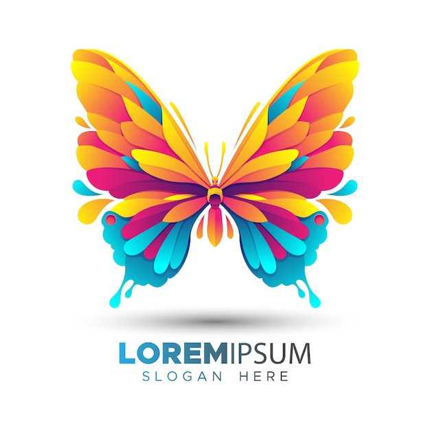 Modello di logo colorato farfalla