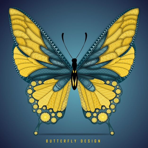 Colorful butterfly mandala arts