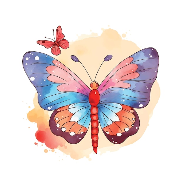 화려한 나비 수채화 물감 페인트 ilustration