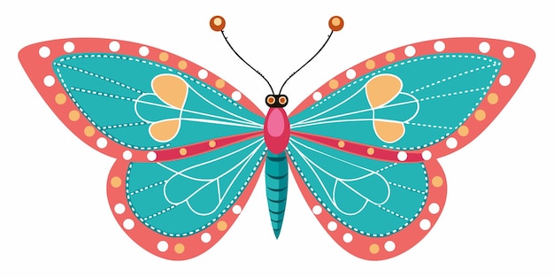 Vector a colorful butterfly with a pink and blue wings