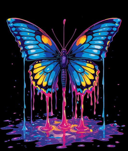 Vector a colorful butterfly with purple and yellow colors on it