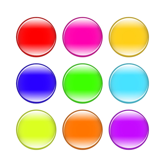 Colorful buttons isolated set design