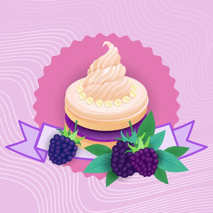 Vector colorful cake sweet beautiful dessert delicious food
