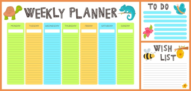 a colorful calendar with a blue chameleon on it.