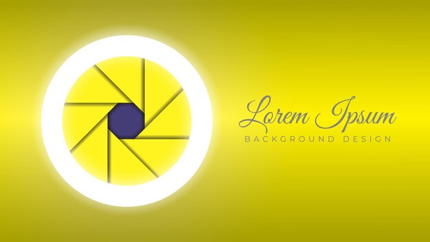 링 라이트 스톡 벡터 일러스트 배경 디자인 서식 파일 밝은 금속 노란색 그라데이션 색상 테마와 다채로운 카메라 렌즈 개방 조리개