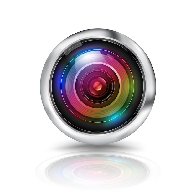 Vector colorful camera lens on white background