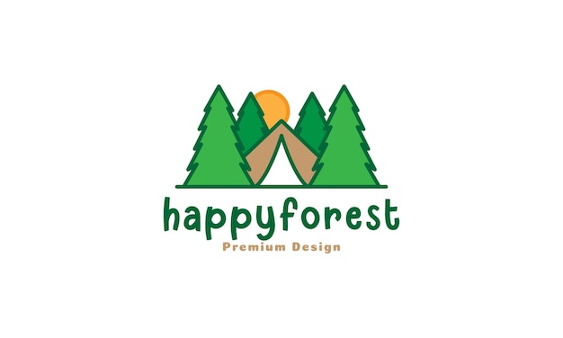 Colorful camp tent with pine forest logo symbol vector icon illustration graphic design