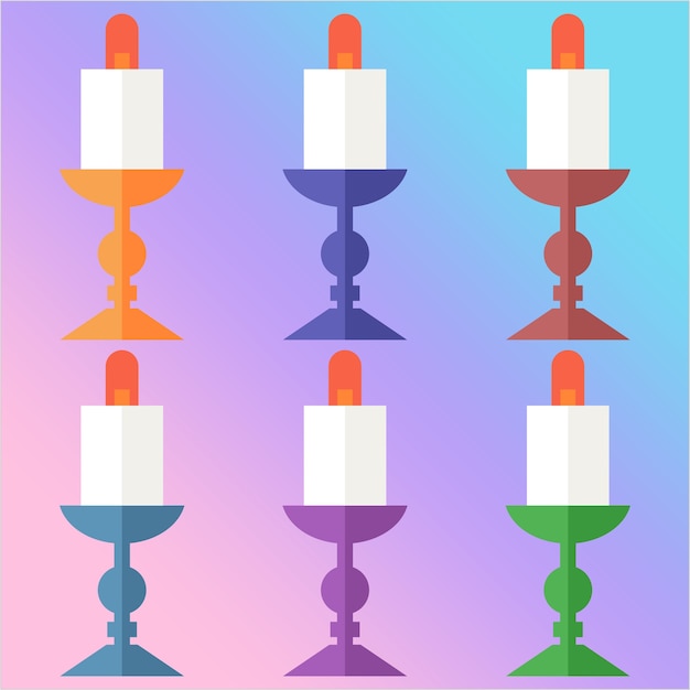 Vector colorful candles for a vintage dinner element icon game asset flat illustration