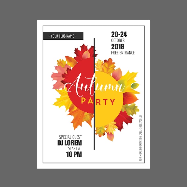 Vector colorful card,banner, flyer invitation and advertisement with autumn leaves in with place for text