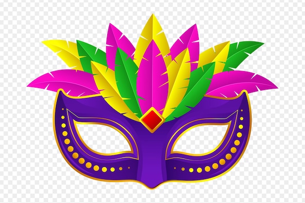 Maschera di carnevale colorata con sfondo trasparente