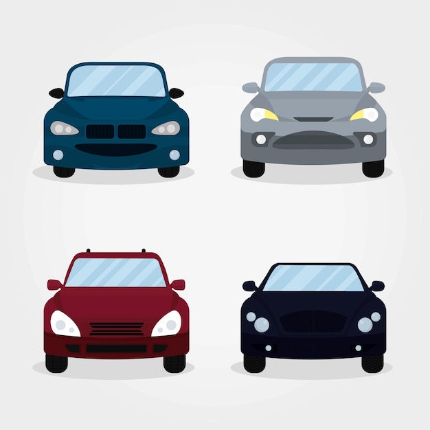 Colorful cars icon set