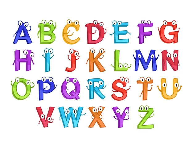 Colorful cartoon alphabet for kids