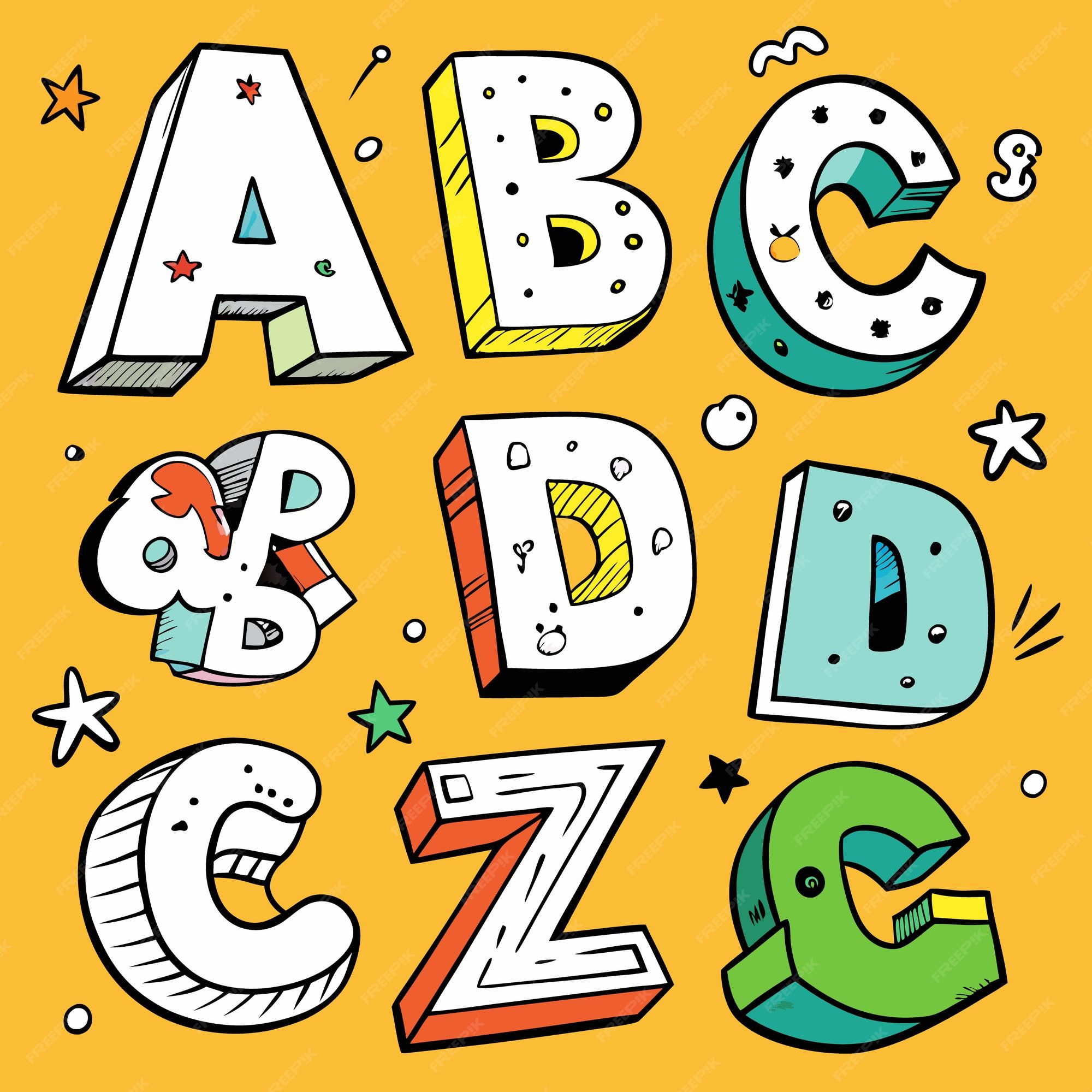 Colorful cartoon alphabet letters AZ Premium AIgenerated vector