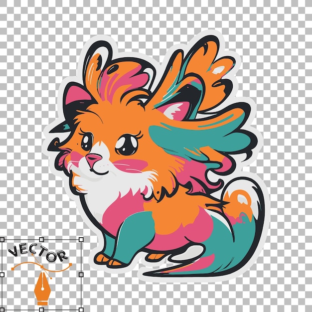 Colorful Cartoon Animal Sticker Vibrant Vector Design