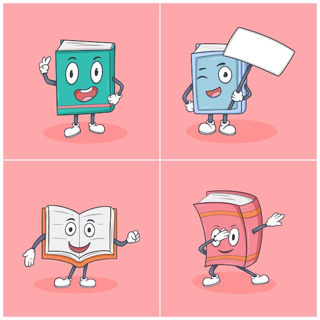 幸せな顔を持つカラフルな漫画のキャラクター
