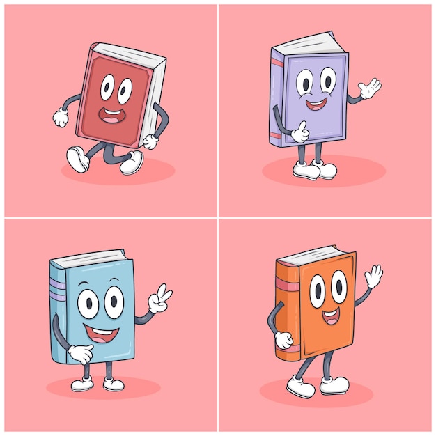 幸せな顔を持つカラフルな漫画のキャラクター