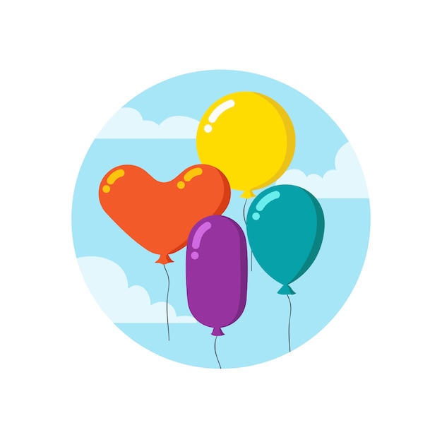 Vector colorful cartoon bunch of balloons. 