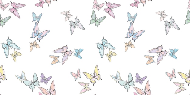 Vector colorful cartoon butterfly vector pattern