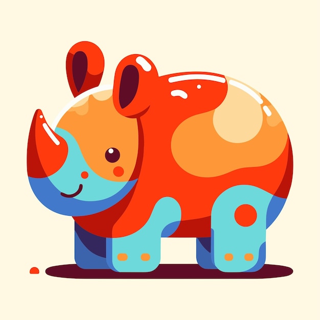 Vector a colorful cartoon drawing of a colorful elephant with a blue and red tail