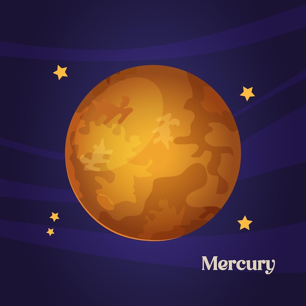 Colorful cartoon Mercury planet