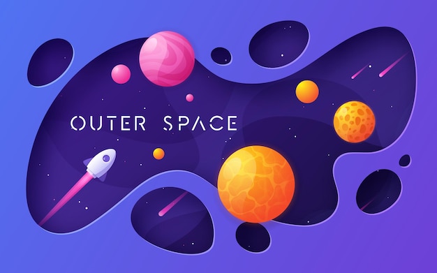 Vector colorful cartoon outer space background