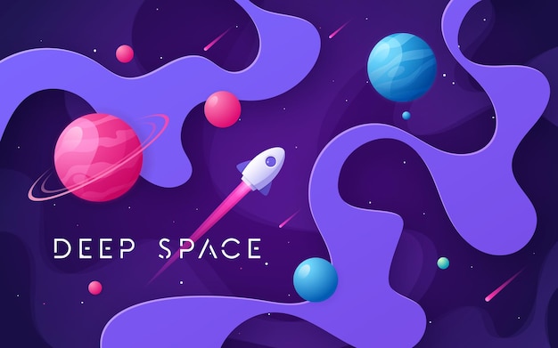 Colorful cartoon outer space background