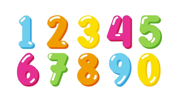 Colorful cartoon set of numbers for kids, for greeting cards.vector illustration. esp 10