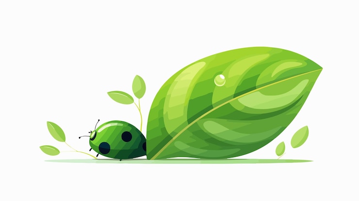 Vector colorful cartoon vector of green worm and ladybug delightful insect illustration for kids