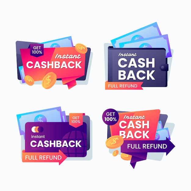 Collezione di etichette colorate cashback