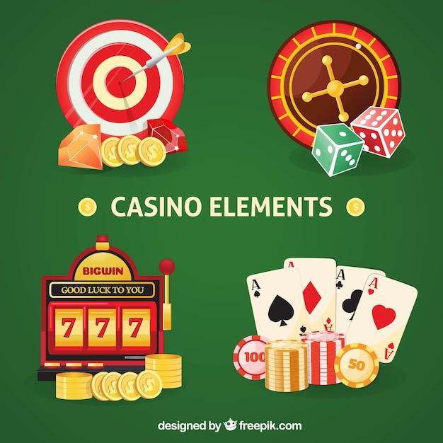 Colorful casino elements collection