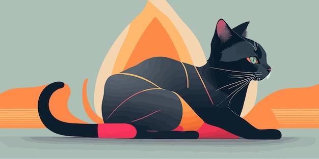 Vector colorful cat aesthetic background abstract illustration