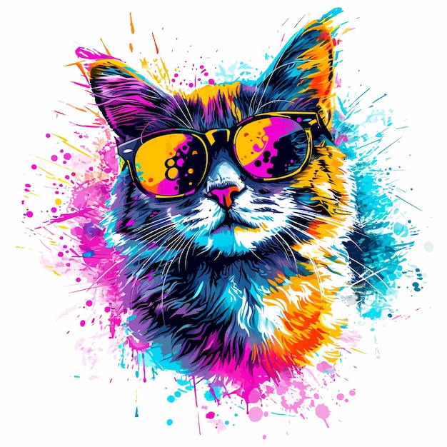 Vector colorful cat face logo