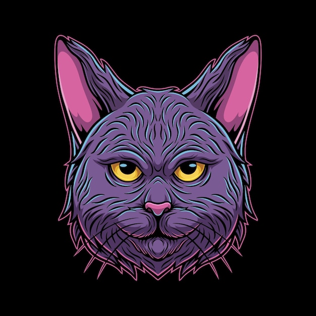 colorful cat head mascot illustration