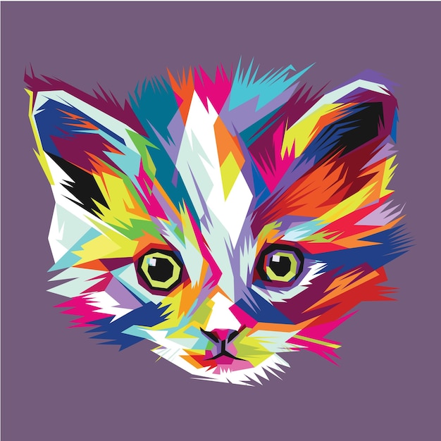 Colorful Cat Head