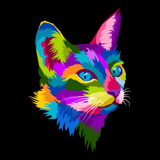 Vector colorful cat pop art portrait