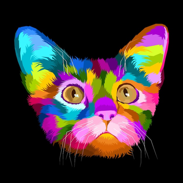 Colorful cat pop art portrait