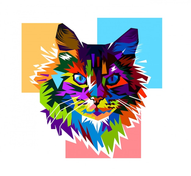 Vector colorful  cat pop art